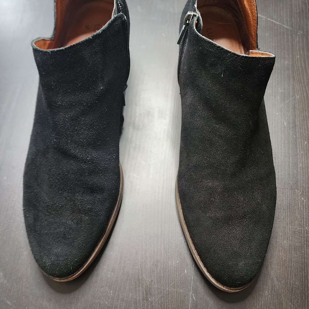 Lucky Brand Black Suade Ankle Booties Size 10